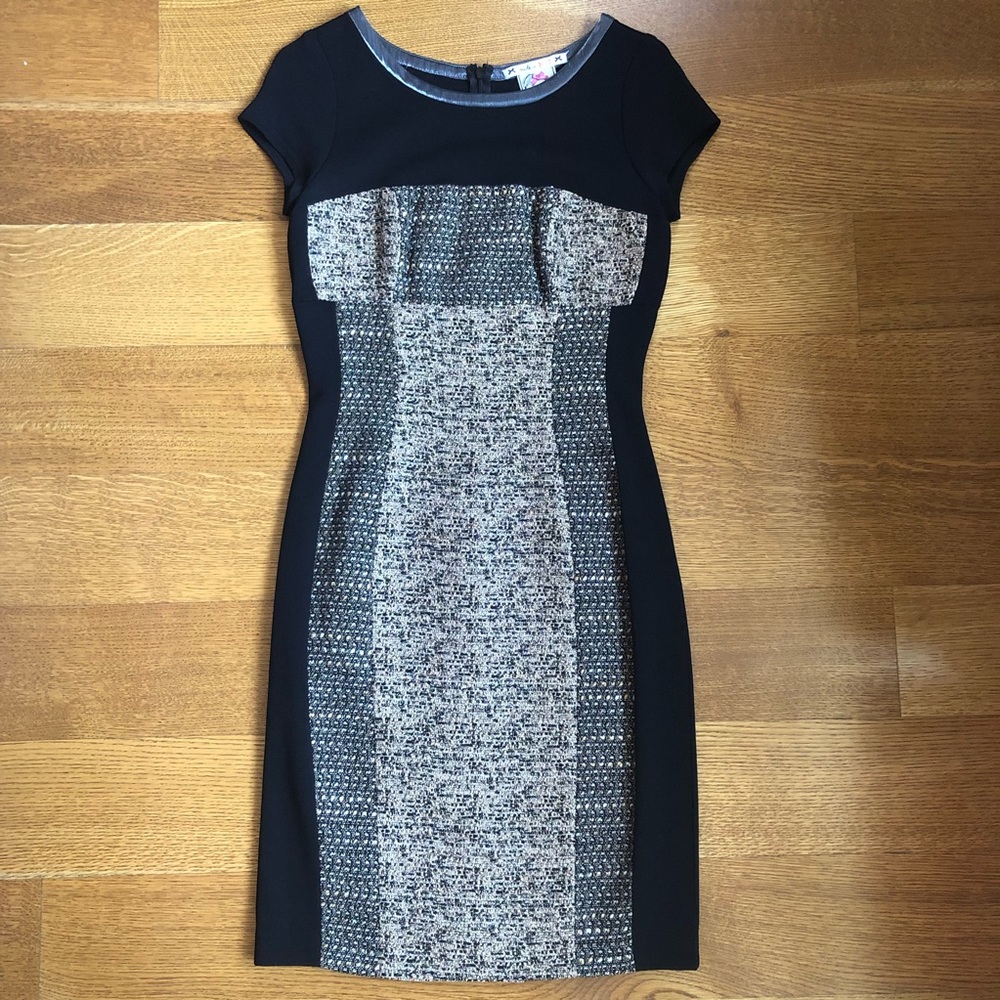 Black and Gold Stitched Cocktail Dress